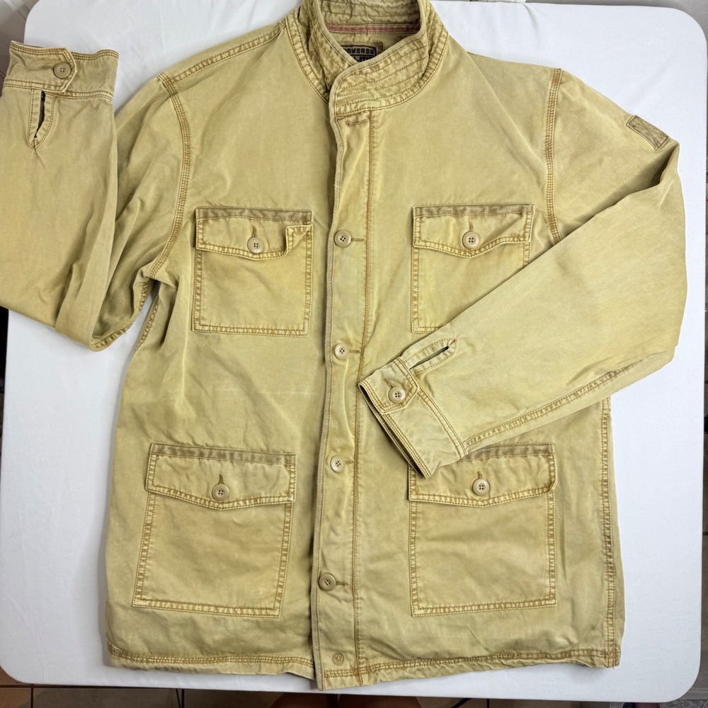 Converse One Star Mens Khaki Tan Cotton Field Jacket Utility Chore Coat Large